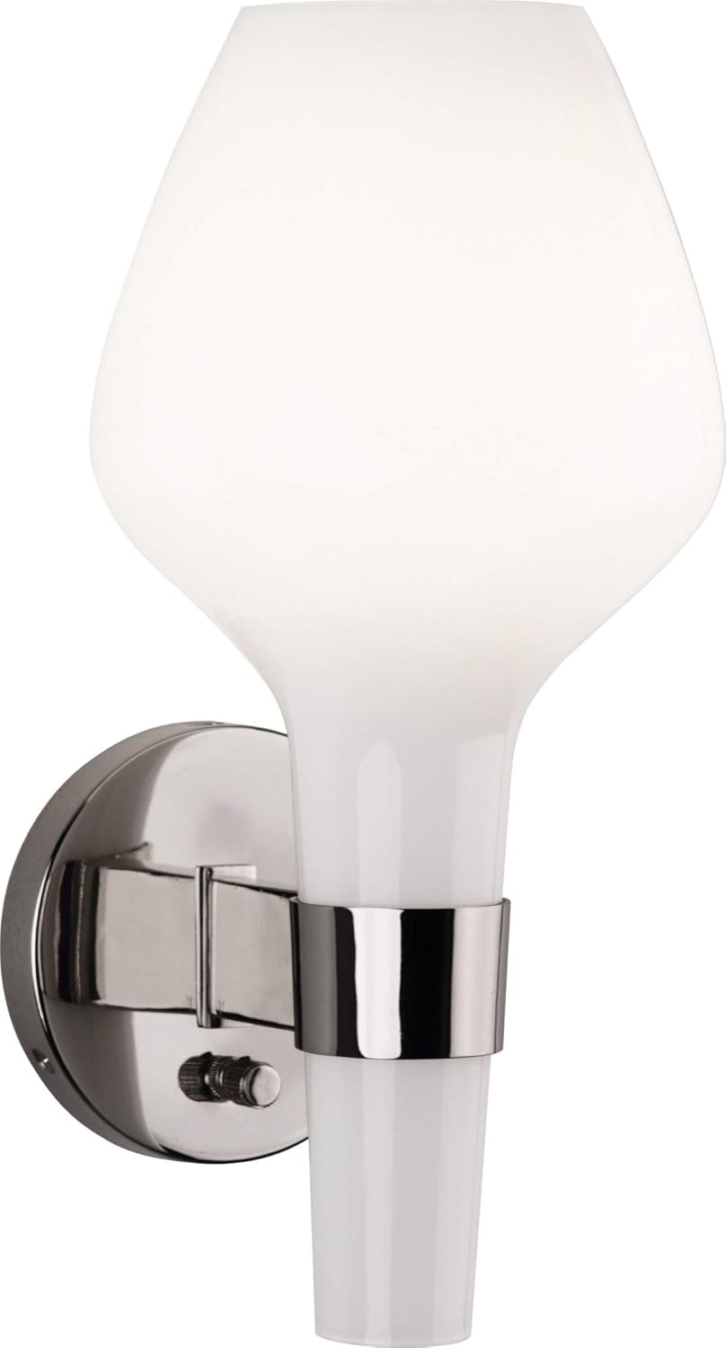 Robert Abbey WH735 Sconces with White Cased Glass Shades, Polished Nickel Finish
