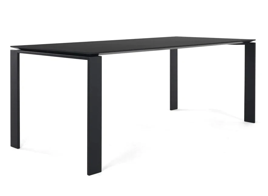 Black rectangular table on a white background