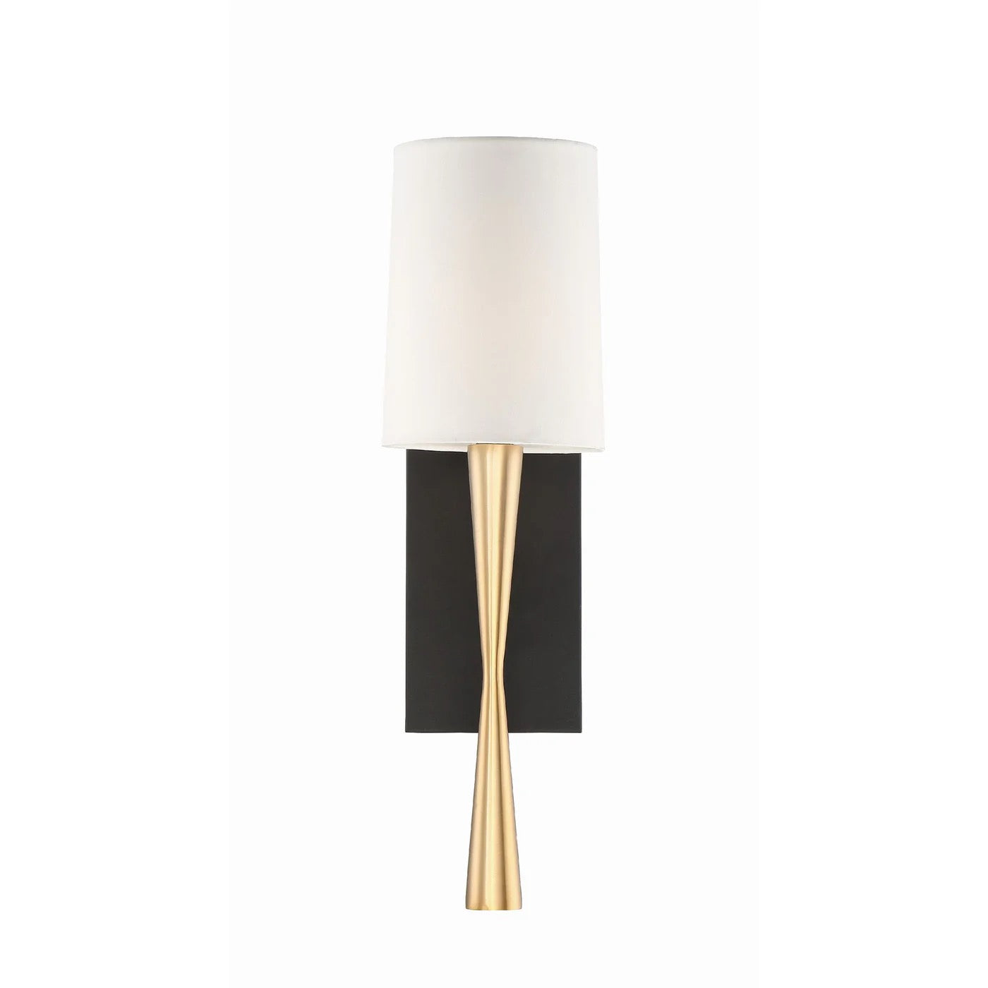 CRYSTORAMA TRE-221-AG-BF TRENTON 1 LIGHT AGED BRASS + BLACK FORGED SCONCE SILK SHADE
