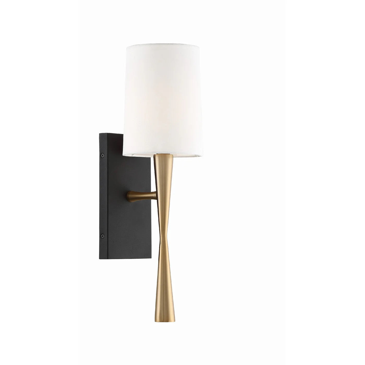 CRYSTORAMA TRE-221-AG-BF TRENTON 1 LIGHT AGED BRASS + BLACK FORGED SCONCE SILK SHADE