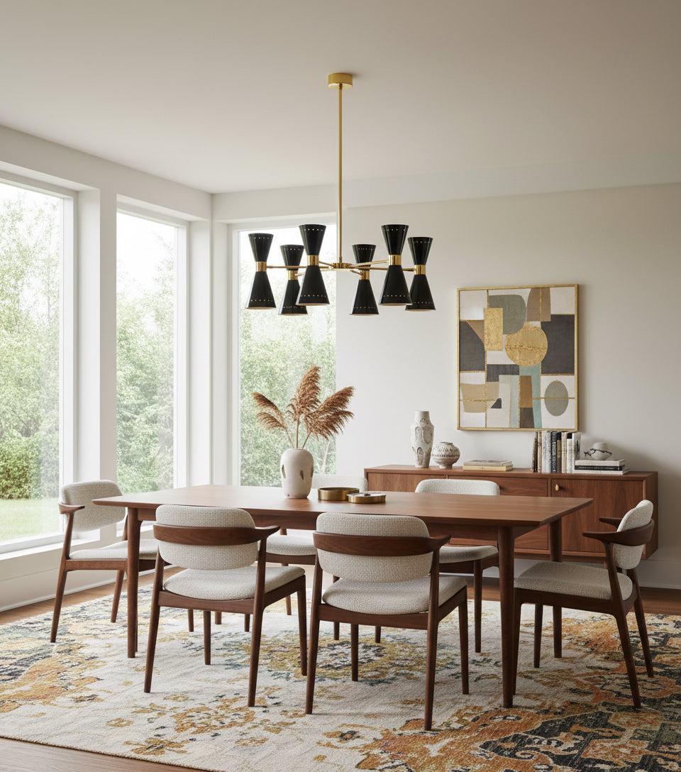 Stilnovo 'Megafono' Diabolo Shade Brass Chandelier $4,566.00