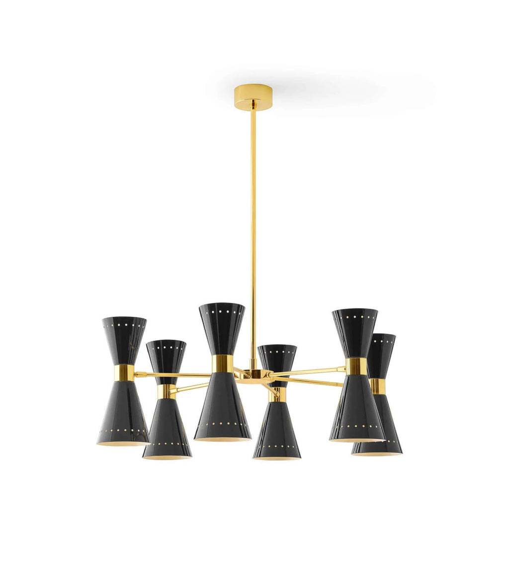 Stilnovo 'Megafono' Diabolo Shade Brass Chandelier $4,566.00