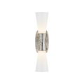 Wall-mounted light fixture with metallic and glass design on a white background