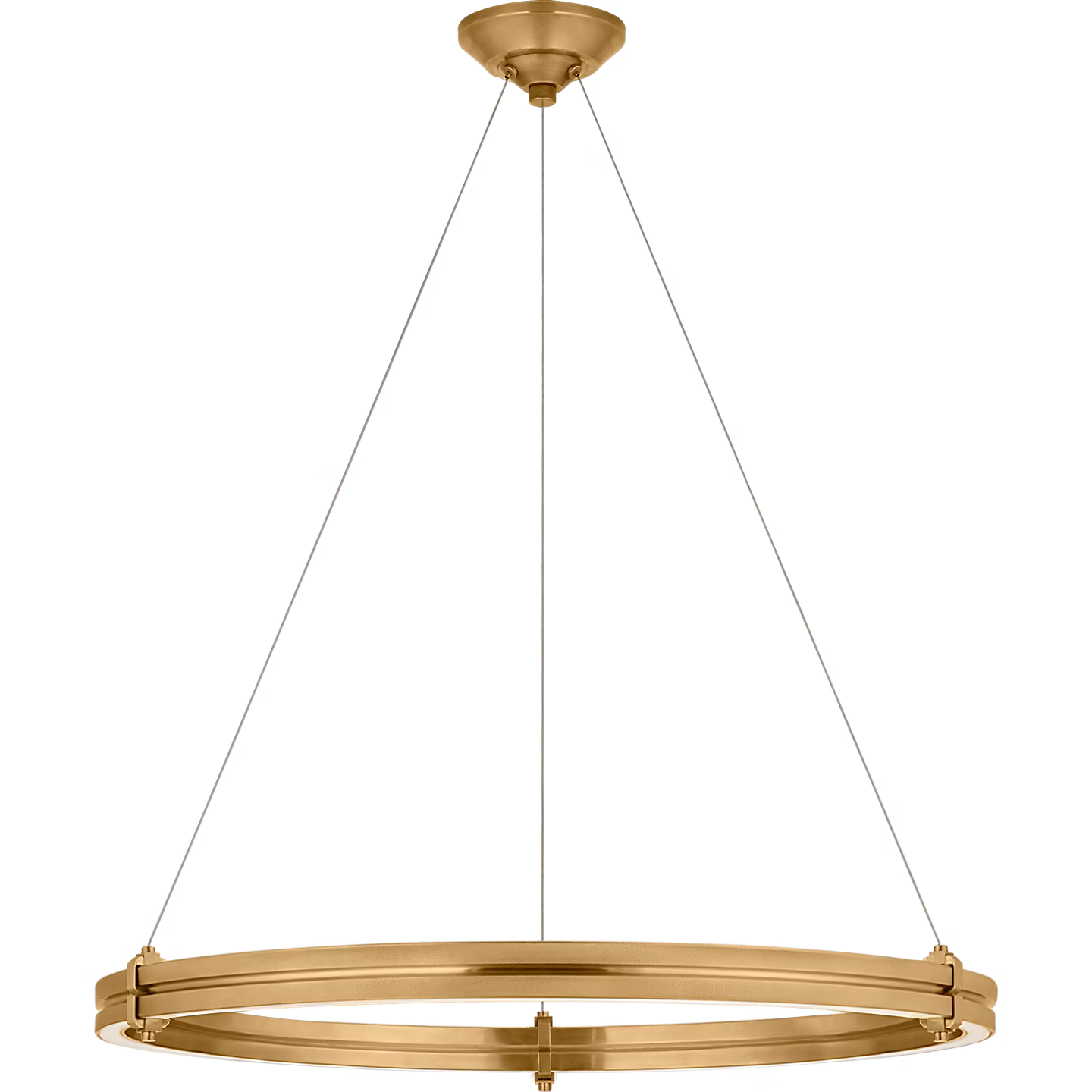 Gold pendant light fixture on a white background