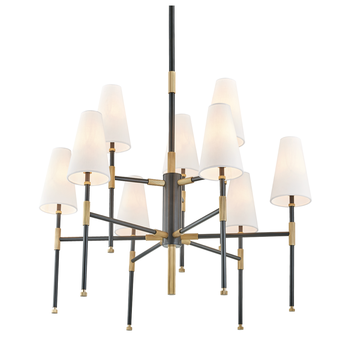 Hudson Valley 9 LT chandelier with specifications on a white background