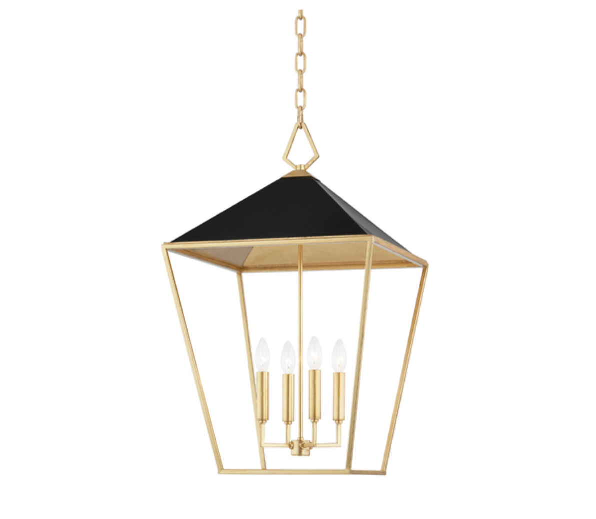 Hudson Valley pendant light with black and gold design on a white background