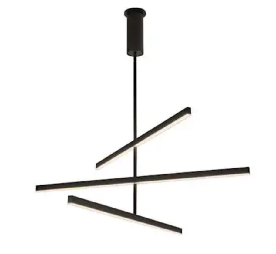 Modern black pendant light on a white background