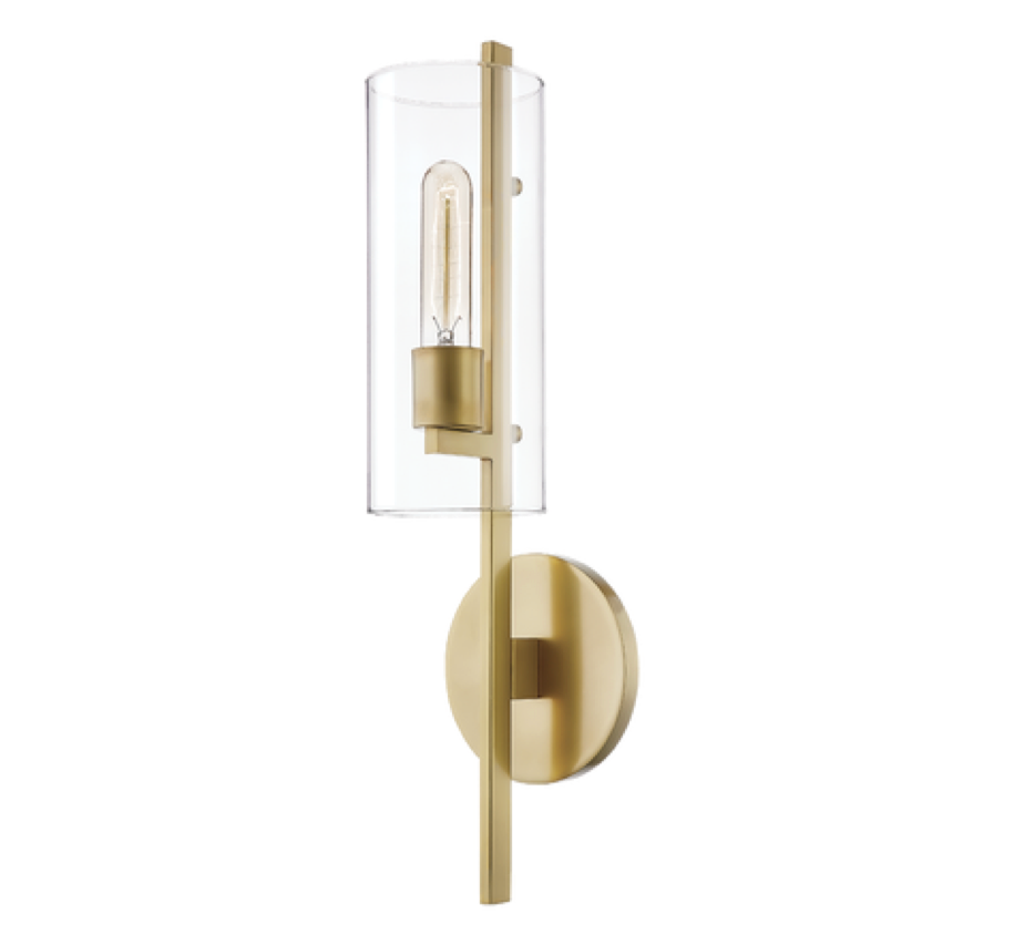 MITZI ARIEL H326102-PN glass and brass wall sconce