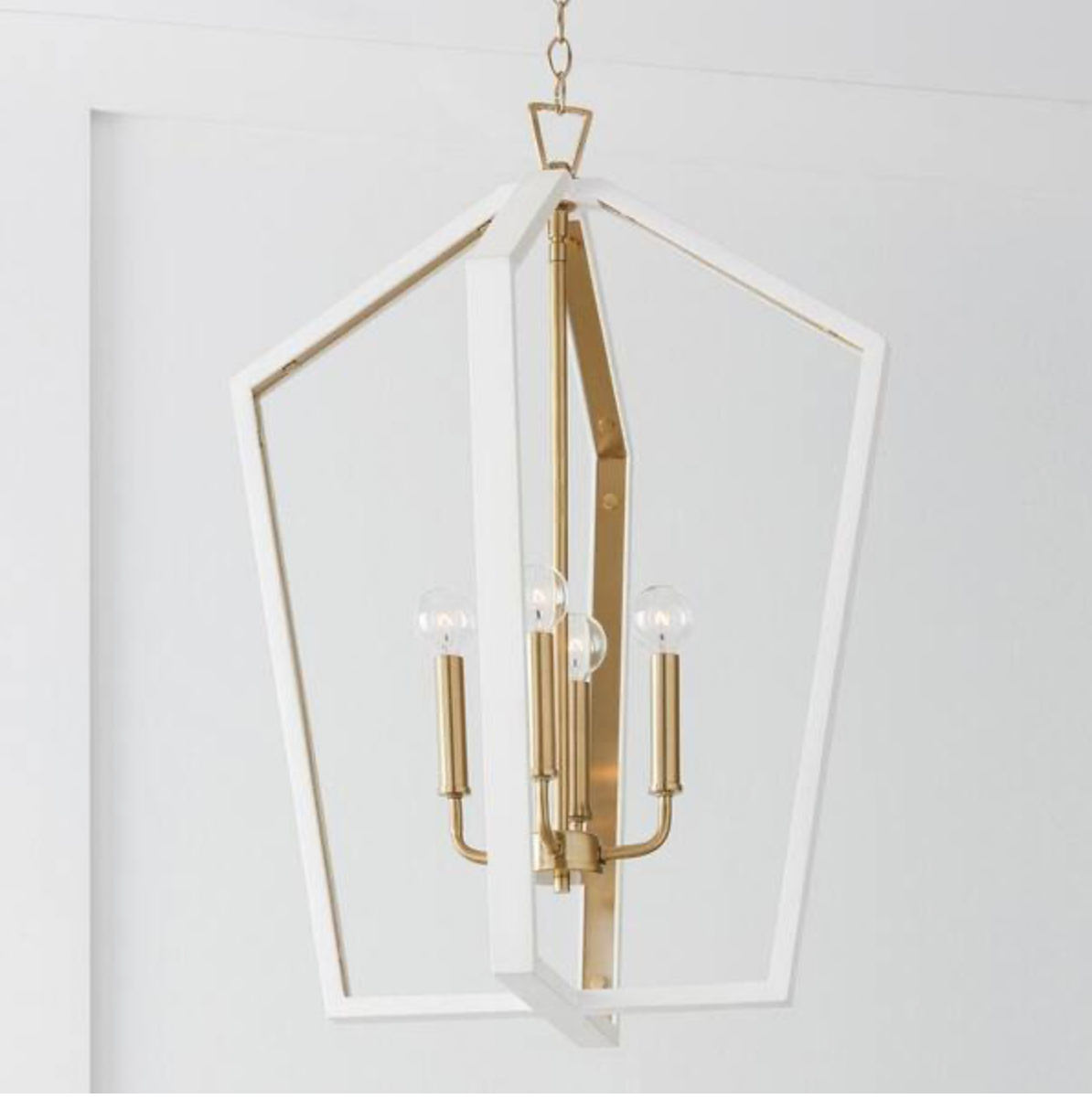 Capital Lighting 344541WM Maren White and Matte Brass Pendant Light with Handcrafted Mango Wood