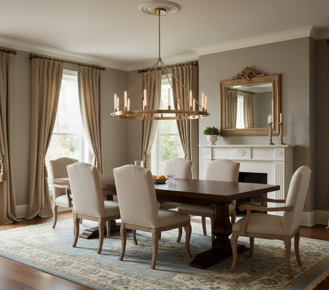Hudson Valley aged brass chandelier in refined interior