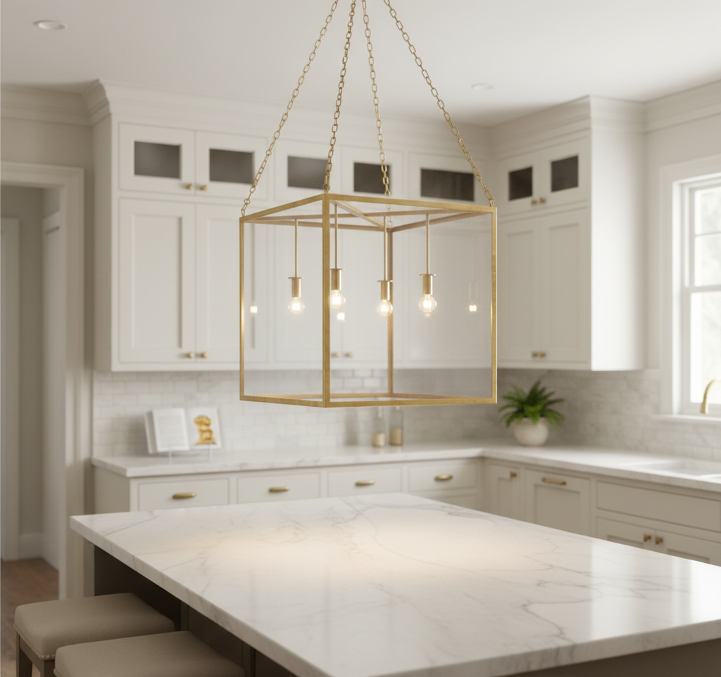 Hudson Valley aged brass pendant in elegant interior