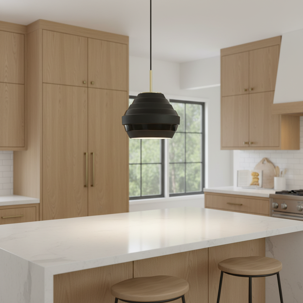 Hudson Valley aged brass pendant in modern interior