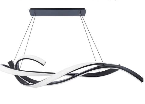 Modern ceiling light fixture with black and white design on a white background