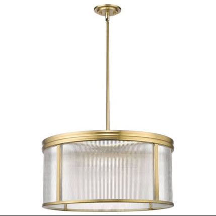 Gold pendant light with mesh design on a white background, featuring Z-Lite branding.