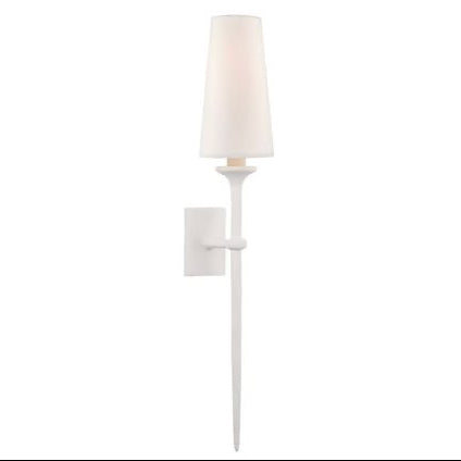 White wall sconce with Visual Comfort branding on a white background