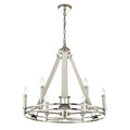 ELK LIGHTING BERGAMO 16352/6 six light pendant. polished nickel and white leather