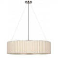 Pendant light with ribbed shade on a white background, labeled 'Visual Comfort'.