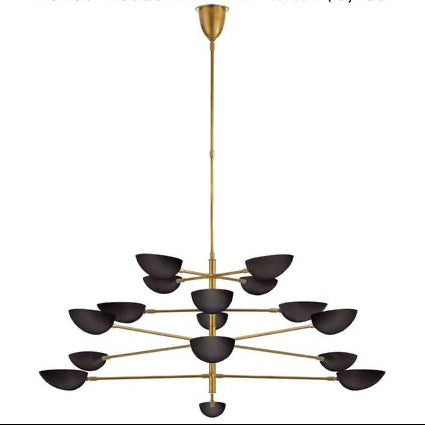 Aerin Collection chandelier with gold and black design on a white background