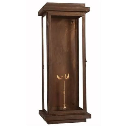 Wooden clock tower with St James Lighting branding on a white background