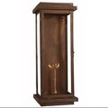 Wooden clock tower with St James Lighting branding on a white background