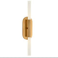 Vanity sconce with gold frame and white shade on a white background, labeled 'Rousseau Medium Vanity Sconce'.