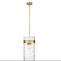 Pendant light with clear glass shade and gold accents on a white background, featuring Z-Lite branding.