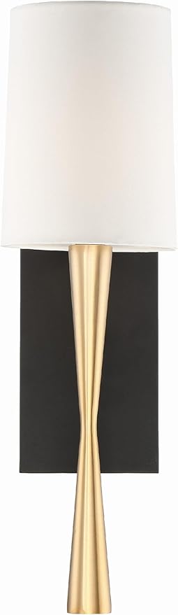 Crystorama TRE221AGBF Trenton Wall Sconce, 1-Light 60 Watts, Antique Brass/Black Forged