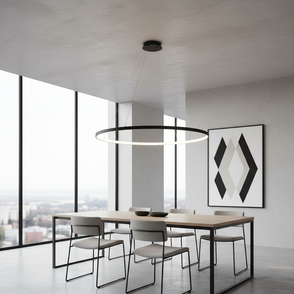 KUZCO black ring pendant in modern setting