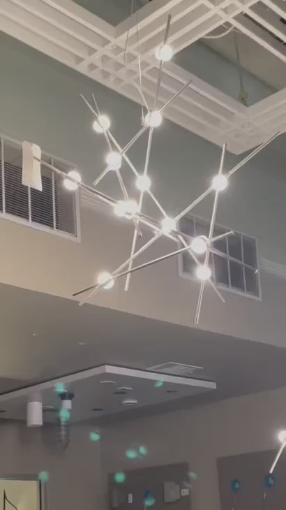 SONNEMAN Constellation Aquila Minor LED 25 inch Satin Nickel Chandelier Ceiling Light in 3000K, Clear Faceted Acrylic, 10 FT. Cord