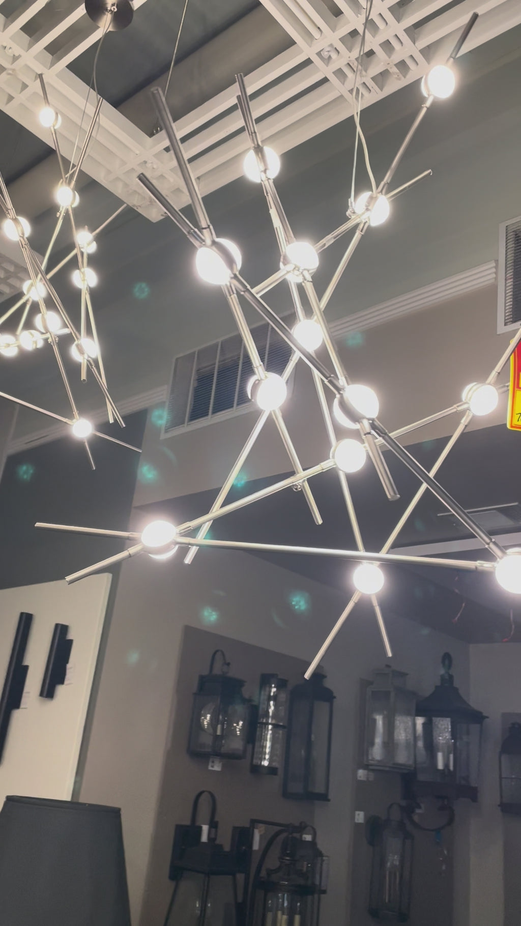 SONNEMAN Constellation Aquila Minor LED 25 inch Satin Nickel Chandelier Ceiling Light in 3000K, Clear Faceted Acrylic, 10 FT. Cord