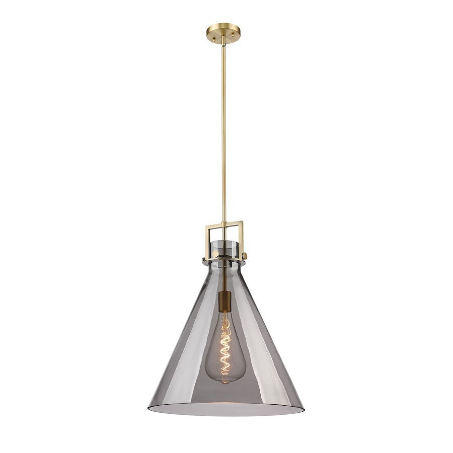 INNOVATIONS Downtown Newton Cone 18"W Bronze Arch Pendant 410-1SL-CB-G411-18SM w/ Light Smoke Shade