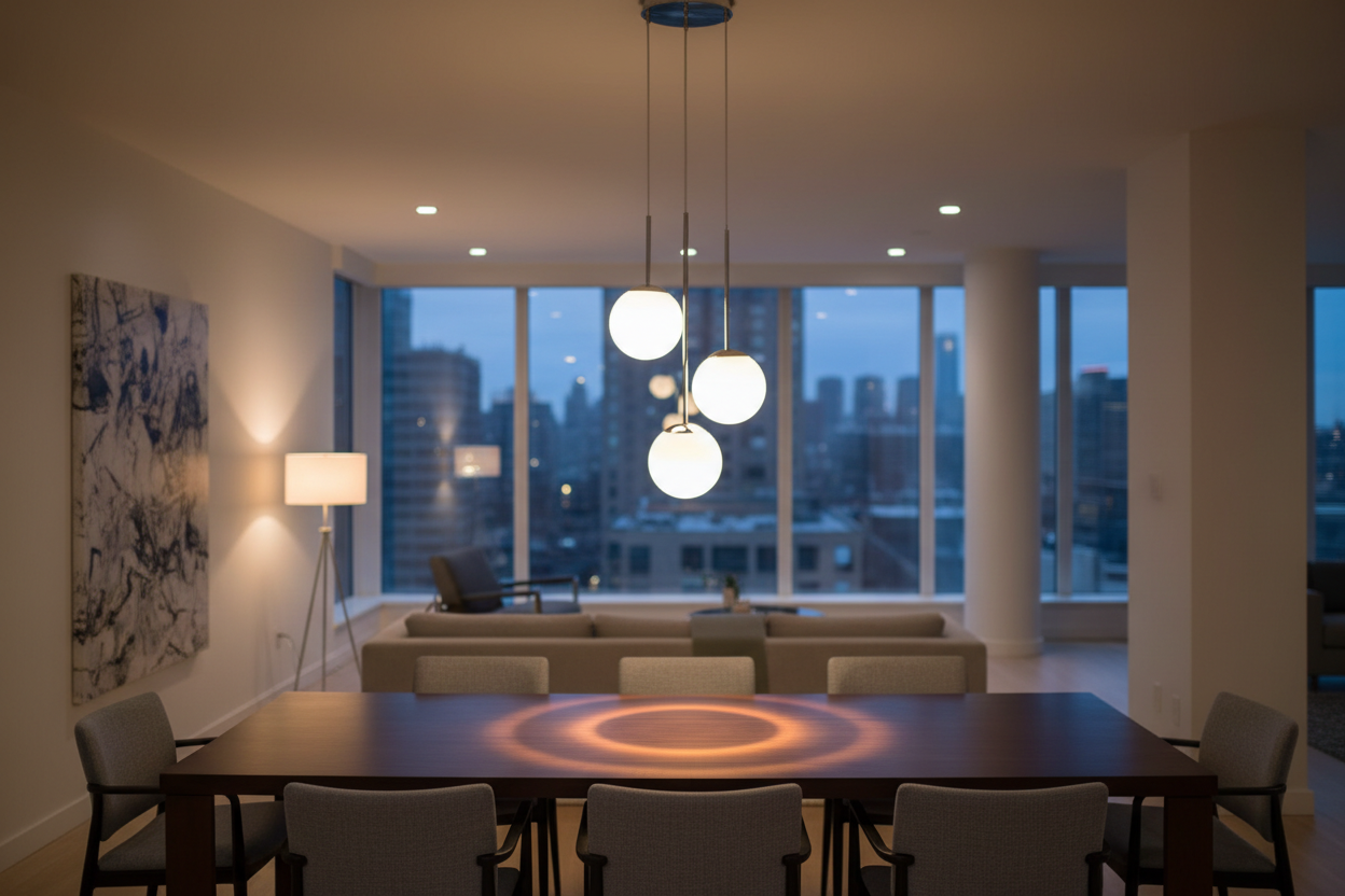 SONNEMAN CST.2960.01 Triple Glass Ball Pendant over Dining Table