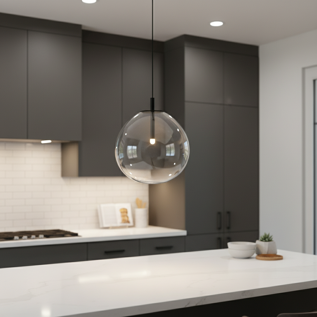 Sonneman glass pendant in contemporary space