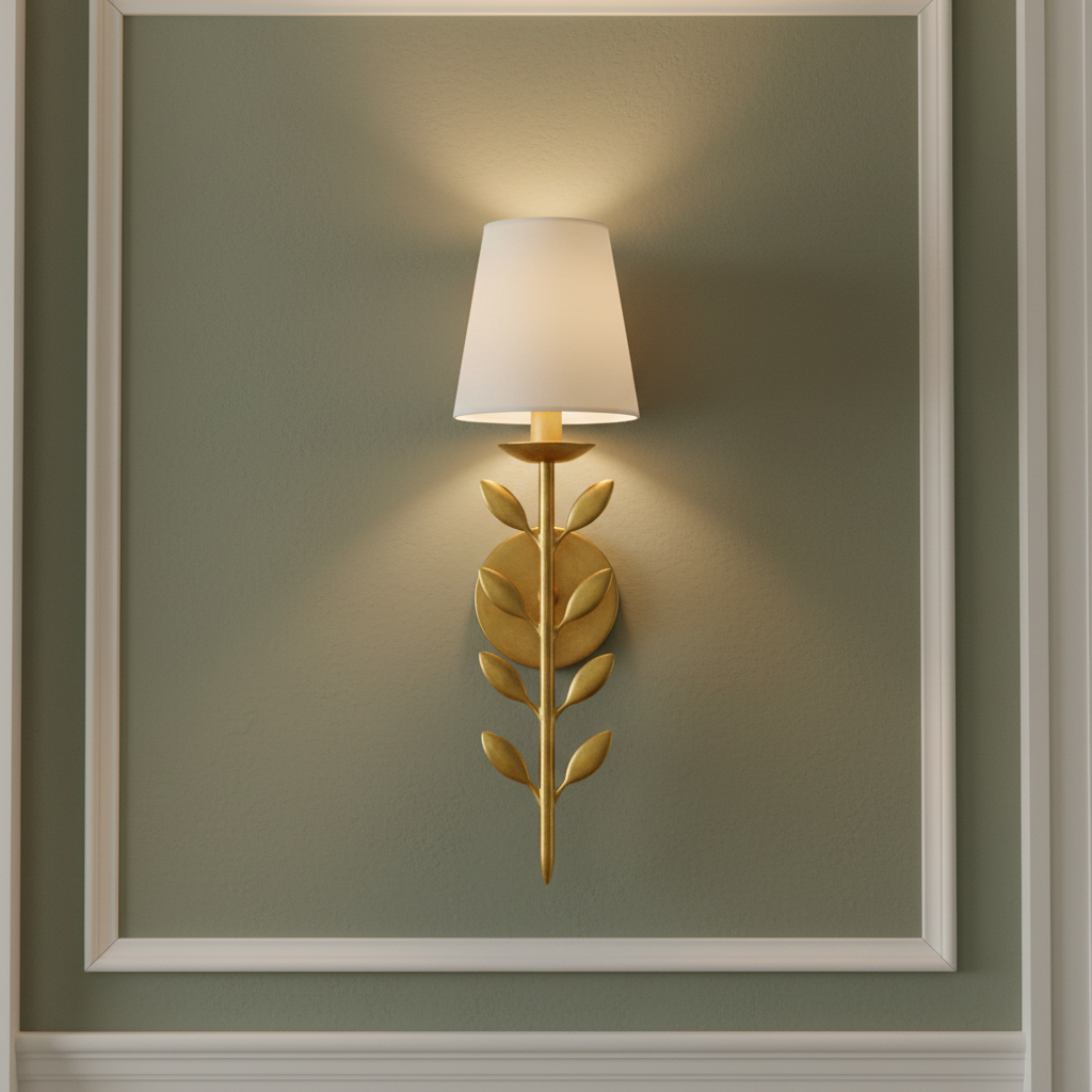 Visual Comfort Avery antique brass sconce on elegant wall