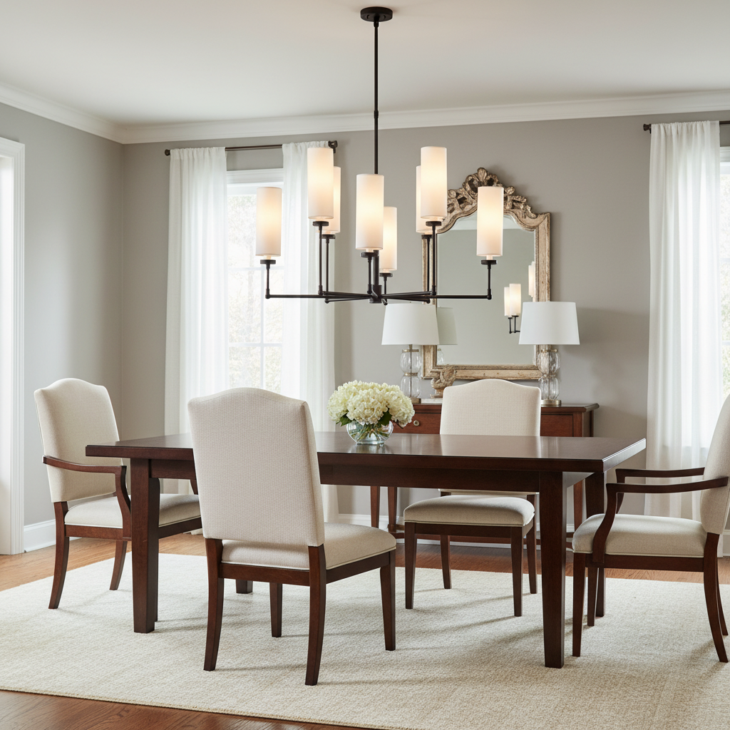 Visual Comfort bronze chandelier in elegant setting