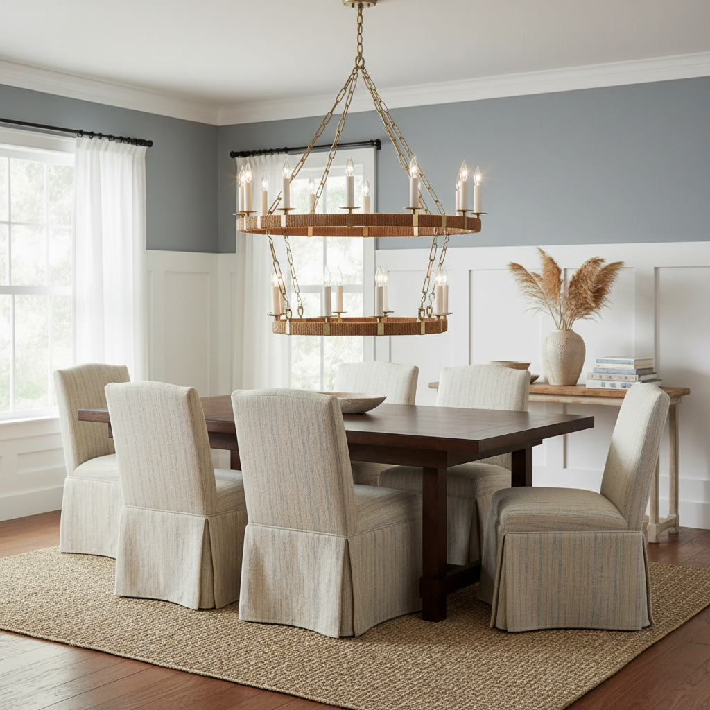 Visual Comfort chandelier with coastal elegance