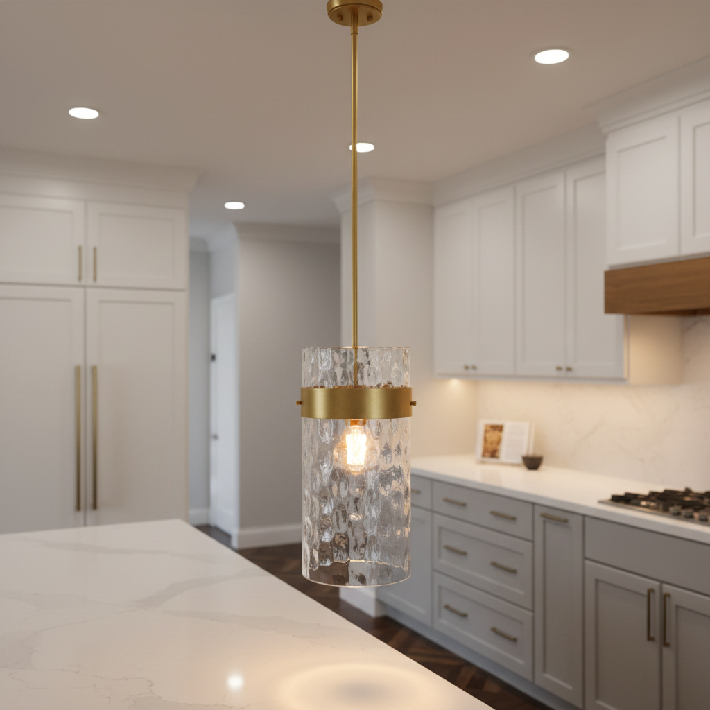 Z-Lite wavy glass pendant with gold accents